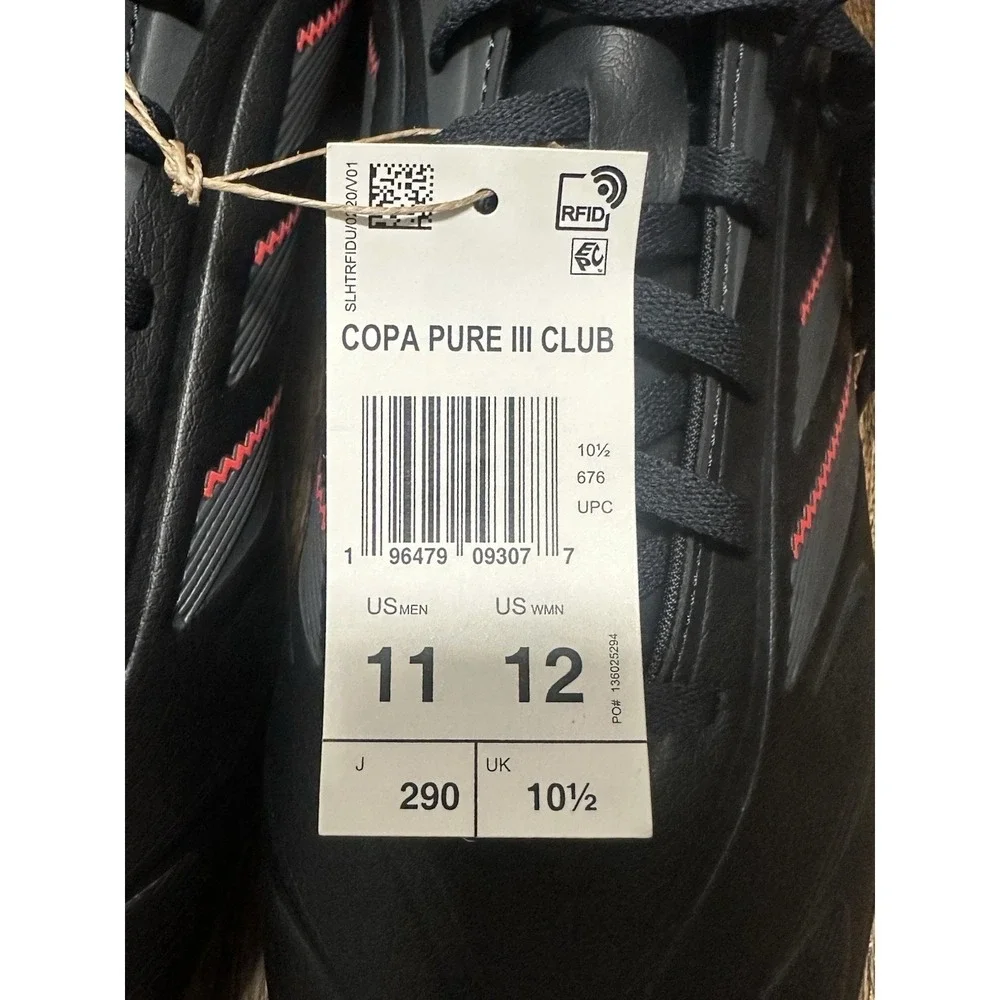 Adidas Copa Pure 3 Club FG/MG Black Red Soccer Futbol Cleats (IE1176) Men Sz 11